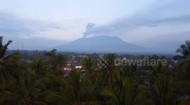 Drone footage of ash billowing from Indonesia's active Mount Marapi on February 8, 2024.