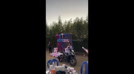 Motorbike gender reveal has a spectacular ending