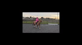 Harriett is jumped off her pony Frank who overreacted as her coat touching his side.