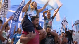 Celebrations outside the Congress after the defeat of the Government in Buenos Aires, Argentina