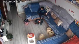 Young boy narrowly avoids injury after trousers catch fire while being too focused on watching TV