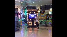 Guy funny dancing in the shopping mall
