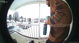 Winter Wipeout On Front Steps