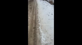 Truck Rail Grinds A Bridge