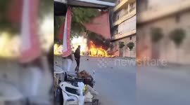 An Israeli drone targets a car in Nabatieh, Lebanon