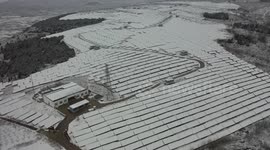 Longya Mountain Photovoltaic Power Station Snow Scenery in Zaozhuang, China