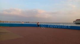 Panoramic view of the Cinta Costera (Coastal Belt Walkway) in Panama City.