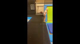 Girl Forgets To Jump On Trampoline