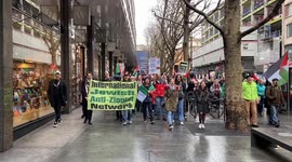 “Shame on you!” Pro-Palestine protesters gather outside Barclays bank in central London