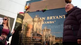 Kobe Bryant statue draws hundreds to plaza outside Crypto.com Arena in Los Angeles California