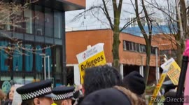 Pro Palestine Protest Joins Counter Protest & Attacks Right Wing Group 'Students Against Tyranny' As Nick Buckley Begins Speaking. Outside Manchester University