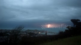 Lightning Striking over St Michaels Mount and St Ives