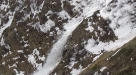 Beautiful view of an avalanche from a safe distance