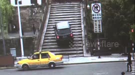 Man drives sports utility vehicle onto cultural relic protective bridge