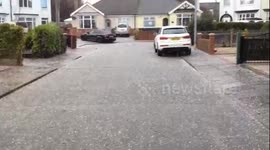 Marble size hail pellets during storm