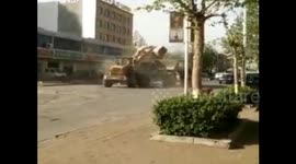 Builders use diggers to fight over business