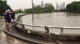 Underpass completely underwater following floods in Texas