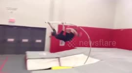 Epic pole vault fail at US college