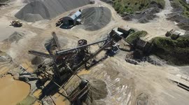 Aerial footage of a sand quarry in Northern Ireland on the 'warmest day of the year'