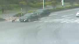 Teenager miraculously survives being hit by TWO fast-moving cars