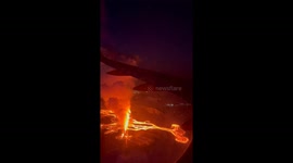 Dramatic footage of Grindavik volcano eruption seen from plane in Iceland