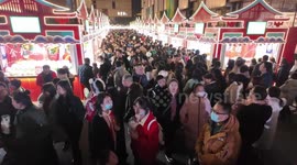 Tourists Enjoy Food at The Food Street in Xi 'an