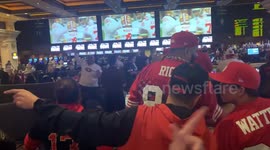 Fans enjoy the game of the Super Bowl 2024 in the MGM casino in Las Vegas Nevada