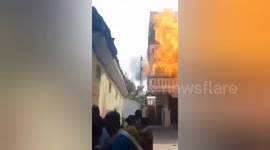 A LPG Cylinder blast after a fire accident at a house in Hyderabad ,no casualty