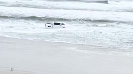 Man Drives Truck Through Closed Beach Access Gate in New Smyrna Beach, USA