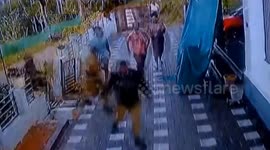 Wild elephant charges into house as locals flee