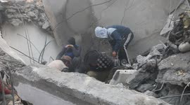 Locals search of bodies under rubble of destroyed buildings in Gaza's Az-Zawayda