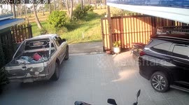Pickup truck rolls into field when driver forgets handbrake