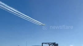 USAF Thunderbirds Peform Superbowl Flyover in Las Vegas, USA