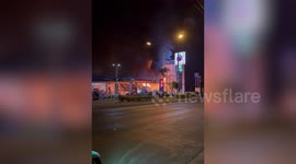 'Speeding' drink driver crashes into fuel station causing huge fire