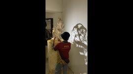 Artist crafts bamboo figure that casts a stunningly realistic shadow