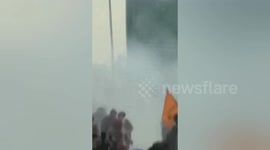Tear gas fired at protesting farmers at Punjab-Haryana border, India