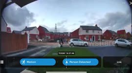 Doorbell cam moment woman forgets to put handbrake on - and chases car down road