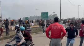 Police - Farmers Clash - Tear gas fired through drones to stop farmers at Punjab-Haryana border