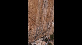 great climber on one of the most emblematic walls of chulilla