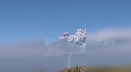 Smoke Billowing from Popocatepetl Volcano in Mexico