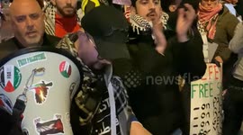 Palestine protest takes place opposite Downing Street in Central London Monday 12th February 2024