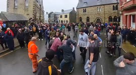 Hurling the Silver Ball: Rough and tumble event on Shrove Tuesday takes place in St Columb Major in Cornwall, UK