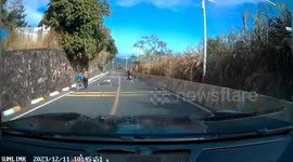 Dash cam captures motorbike crash in Guangdong, China