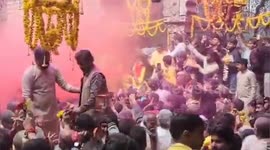 40 day before Holi festival starts in Shri Bake Bihari temple Mathura, the birthplace of Lord Krishna