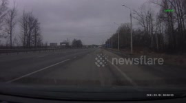 Driver Dodges a Piece of a Decayed Bridge