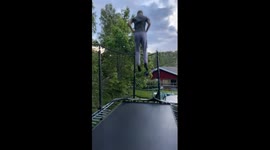 Cat Quickly Regrets Hopping Onto Trampoline