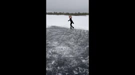 9-year-old Anna Shaporenko's mesmerizing ice skating spin on Raduzny's frozen lake