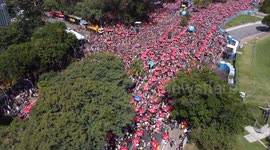 Aerial view of the carnival blocks at Ibirapuera in Sao Paulo, Brazil