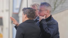 Michael Gove MP Secretary for levelling up makes surprise visit to the King Charles inspired new Town of Nansledan Cornwall, UK
