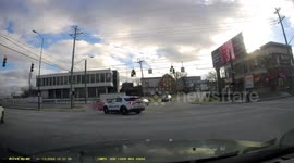 Footage shows how cop car gets T-boned